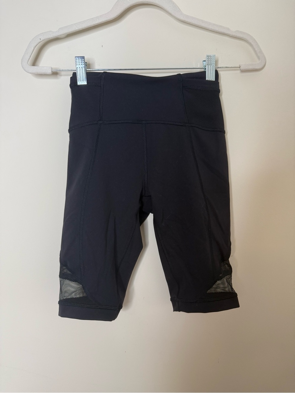 lululemon athletica Black High-Rise Bike Shorts with Mesh Hem